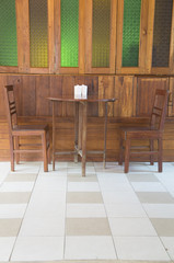 Fototapeta na wymiar house home teak wood laccquer hard furniture concept