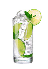 Mojito cocktail in glass isolated on white background