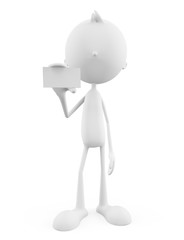 White character with  visiting card