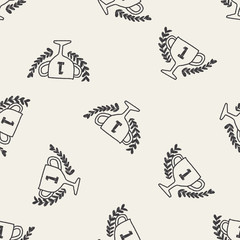 doodle champion cup seamless pattern background