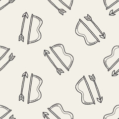 bow and arrow doodle seamless pattern background