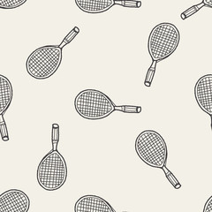 Doodle Tennis racket seamless pattern background