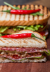 Freshly made club sandwiches
