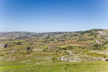 Fototapeta na wymiar Hattusa. Scenic mountain landscape with archaeological zone