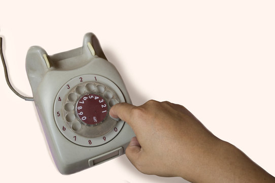 isolated telephone antique analog phone working concept