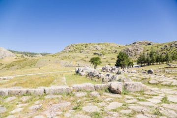 Hattusa, Turkey. Mountain landscape with archaeological zone