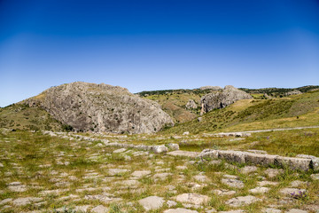 Hattusa, Turkey. Mountain landscape with archaeological zone