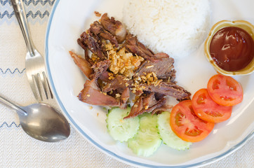 Duck fried garlic, A fresh dish of Thai style food