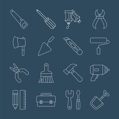 Tool line icon set