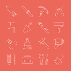 Tool line icon set