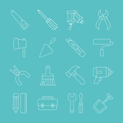 Tool line icon set