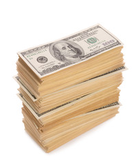 Stack of dollars banknotes isolated on white © Nomad_Soul