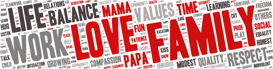 Word Cloud Family Values Love Isolated Banner Buy This