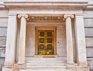 Obraz premium Athens, Greece, vintage entrance of the archaeological society