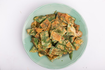 Fried eggs vegetables,Thailnad style./fried egg Acacia pennata.