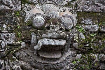 Traditional stone sculpture in temple , Bali, Indonesia