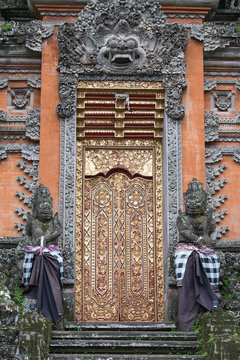 Gate of Temple with ornaments. Indonesia, Bali, Ubud