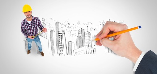 Obraz premium Composite image of hand writing with a pencil