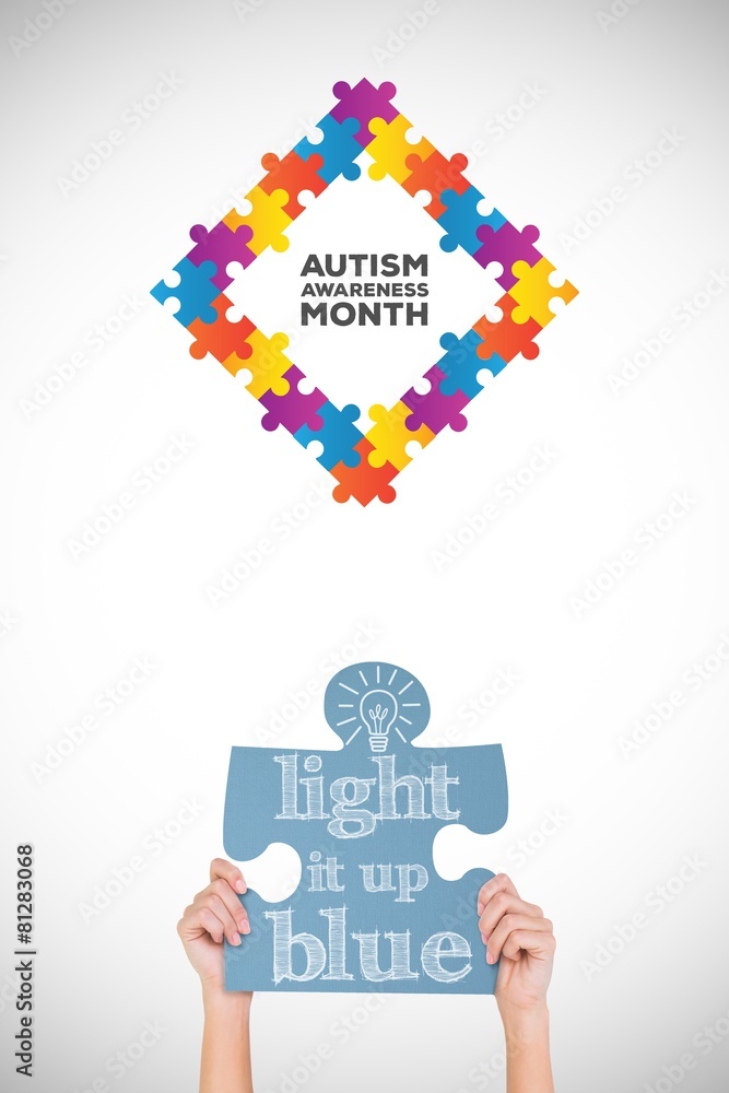 Aufkleber composite image of hands showing jigsaw puzzle