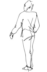 vector sketch of a man looking back over his shoulder