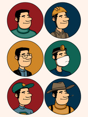 Set of different professions men.