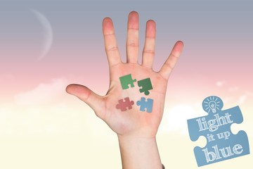 Composite image of hand with fingers spread out