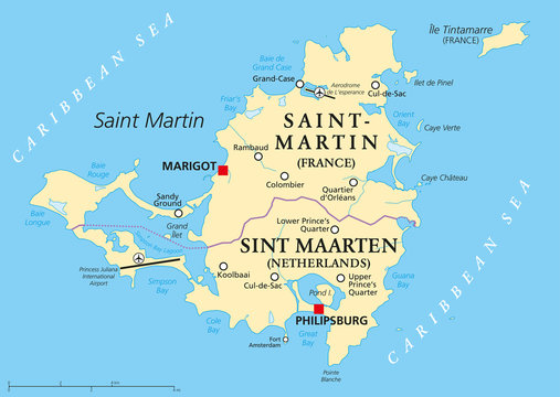 Saint Martin Island Political Map