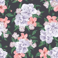 Gordijnen Seamless pattern with flowers. © Lisla