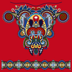 Neckline ornate floral paisley embroidery fashion design