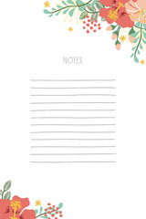 Floral notepad on white background. Vector design.