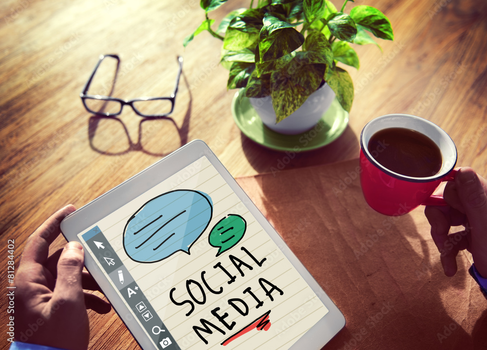 Poster social media social networking connection data storage concept