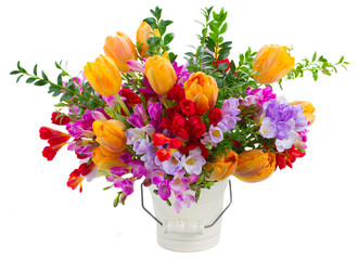 freesia and tulip flowers