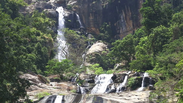 View of Ravana Falls in Ella. It currently ranks as one of the widest falls in the country.
