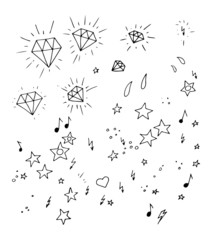 Set of and drawn tattoo design elements