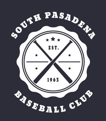South Pasadena Baseball club vintage round emblem