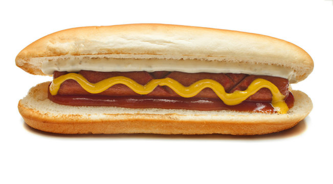 hot dog,chicken hot dog,sausage, sandwich on white background