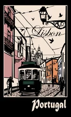 Poster Typical architecture and tramway in Lisbon © Isaxar