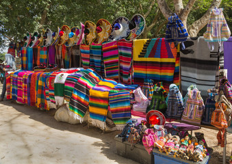Bright colors of national mexican souvenirs