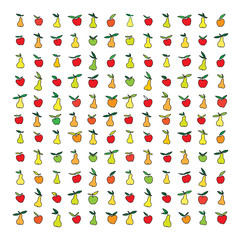 vector pattern with apples and pears