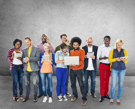 Group Of People Using Digital Device Technology Concept