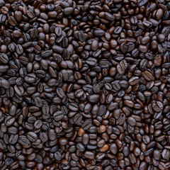 Dark roasted coffee beans