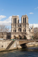 Fototapeta na wymiar Notre Dame Famous Catholic Church and Landmark in Paris France