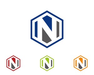 N hexagon logo icon template 1