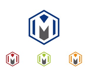 M hexagon logo icon template 1