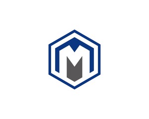 M hexagon logo icon template 1a
