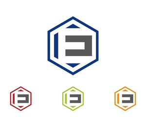 E hexagon logo icon template 1