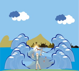 Moses parting the red sea