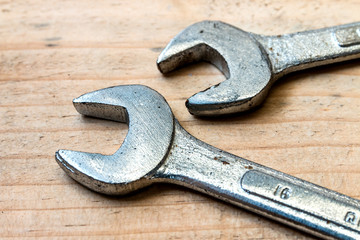Wrench on the wood