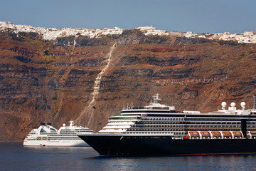 Cruise ships in Santorini, Greece