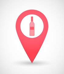 Map mark icon with a bottle of wine